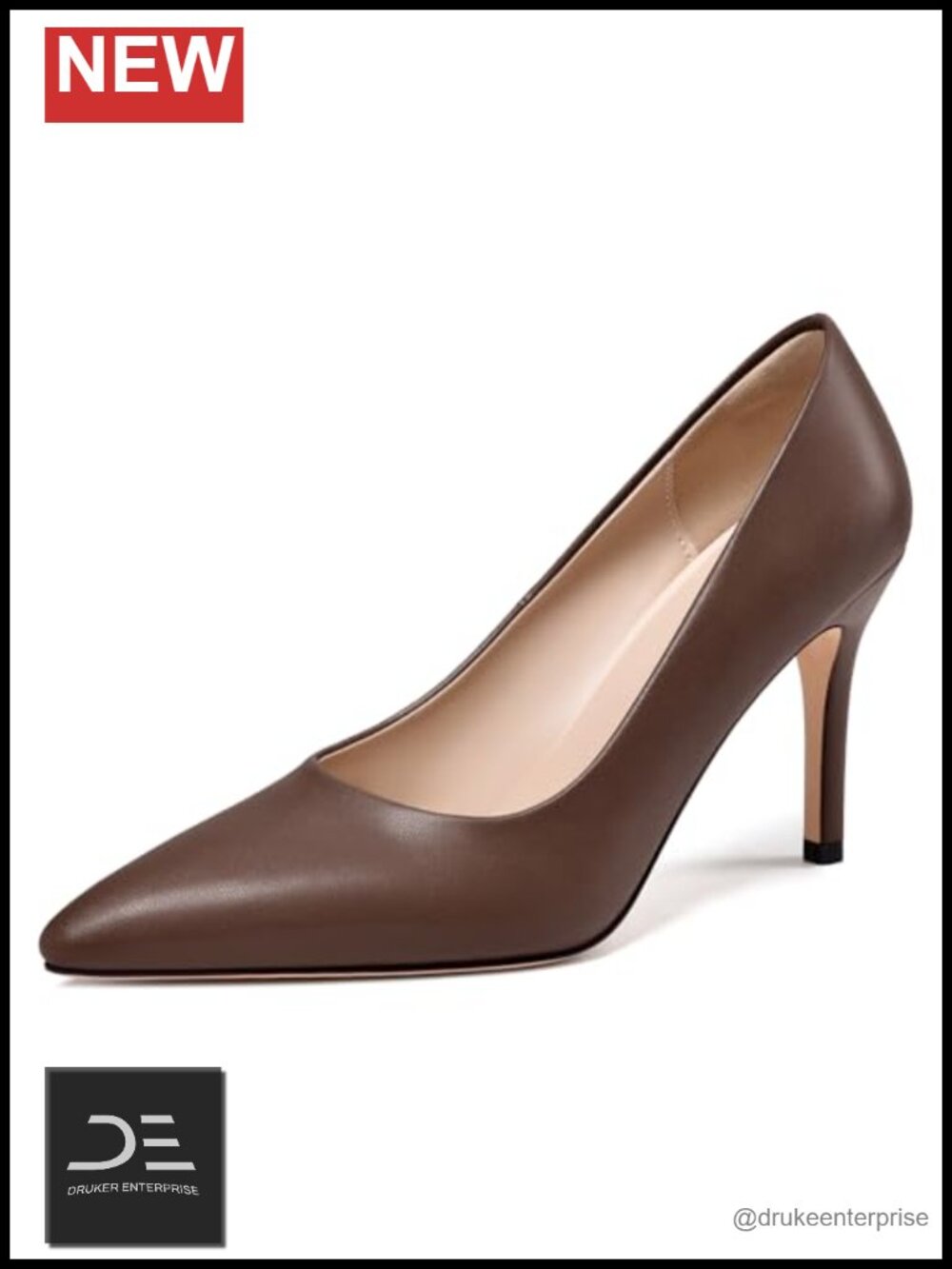 Faux Leather Pointed Toe High Heel Stiletto Pumps Slip-On 3.5 Inch
